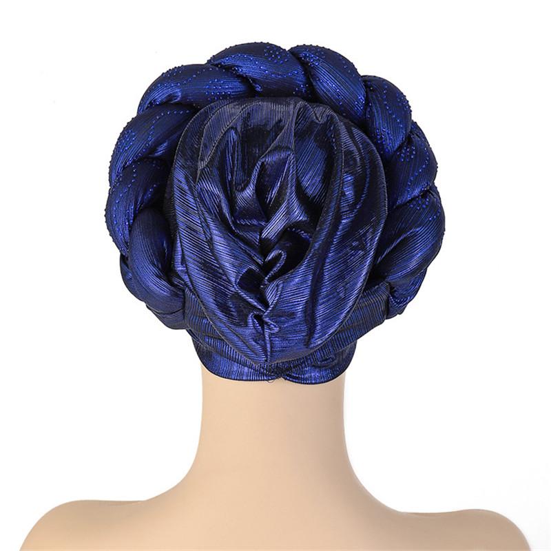 Glitter Rhinestone Braids African Headtie Women Turban Cap Head Wraps