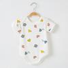 Dinosaur Moon Rabbit Flower Bear Print Baby Summer Cotton Short Sleeve Romper With Breathable Mesh For Toddler Boys Girls
