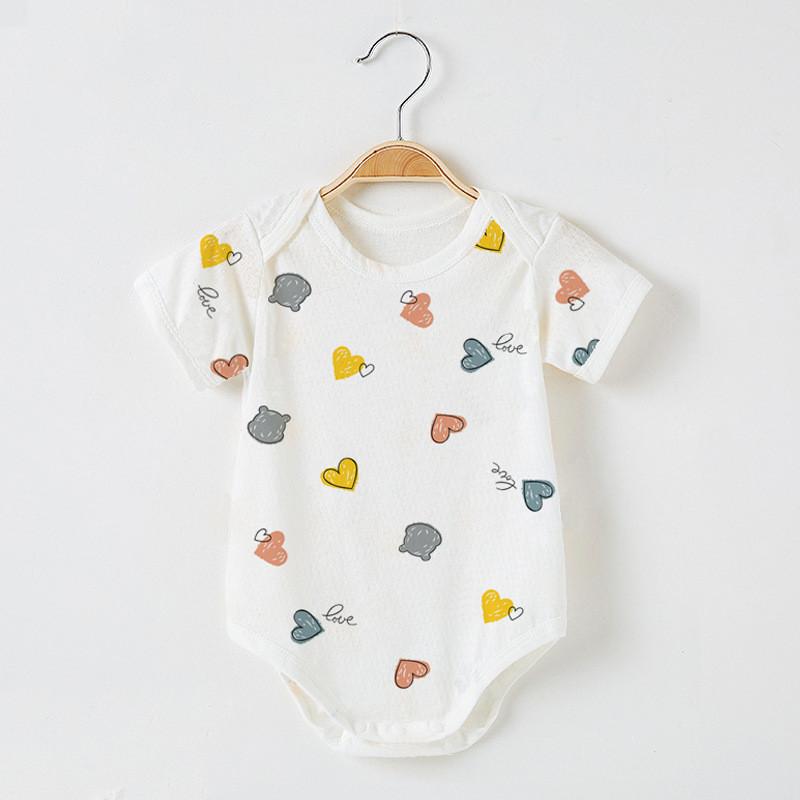 Dinosaur Moon Rabbit Flower Bear Print Baby Summer Cotton Short Sleeve Romper With Breathable Mesh For Toddler Boys Girls