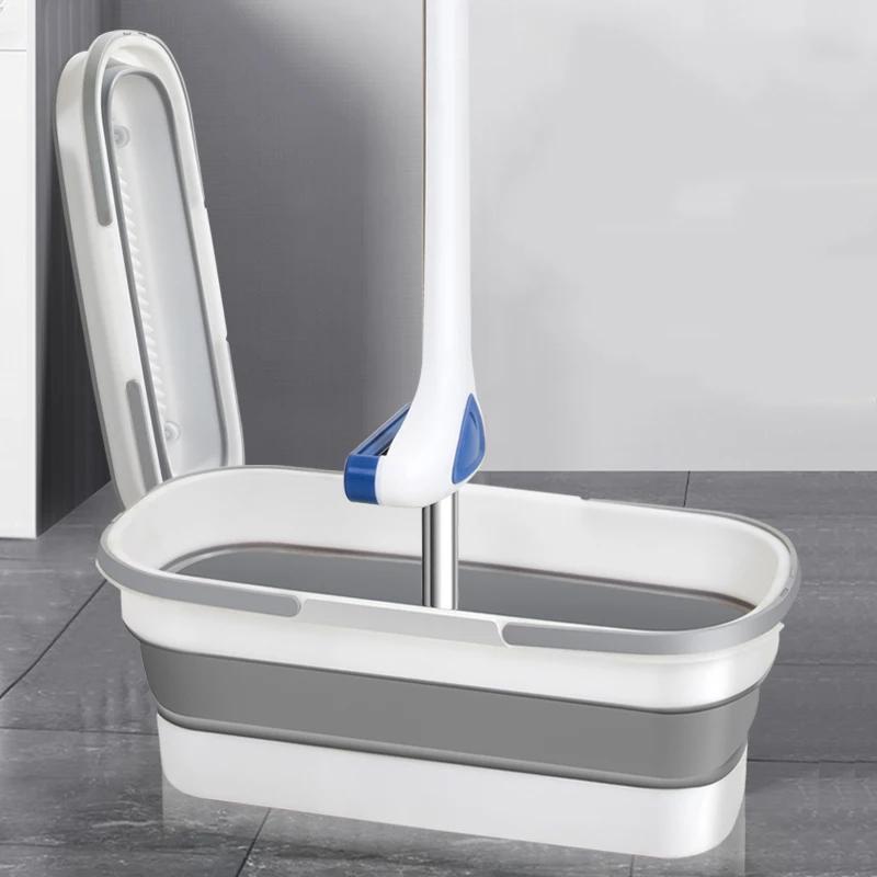 WIKHOSTAR Cubo de Plástico Plegable Grande Cubo Plegable para Fregona Cesta de Lavandería con Asa para Limpieza del Hogar Cesta Rectangular