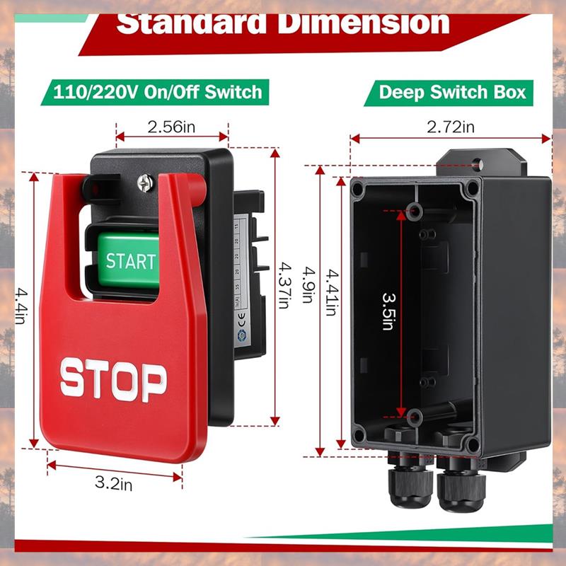 2025 Trend 110/220V Single Phase Safety Switch With Visible Stop Paddle For Power For Table Saw