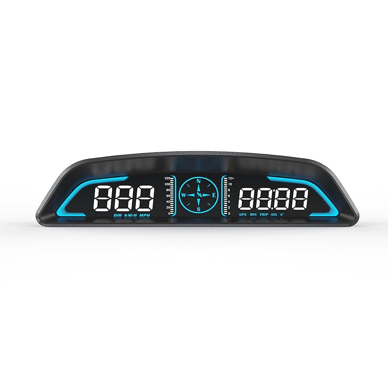 OBD2 Gauge Display,Head Up Display For Cars,Speedometer With Speed,Engine RPM,Clock,Overspeed Alarm,Water Temperature Alarm,Fatigue Driving