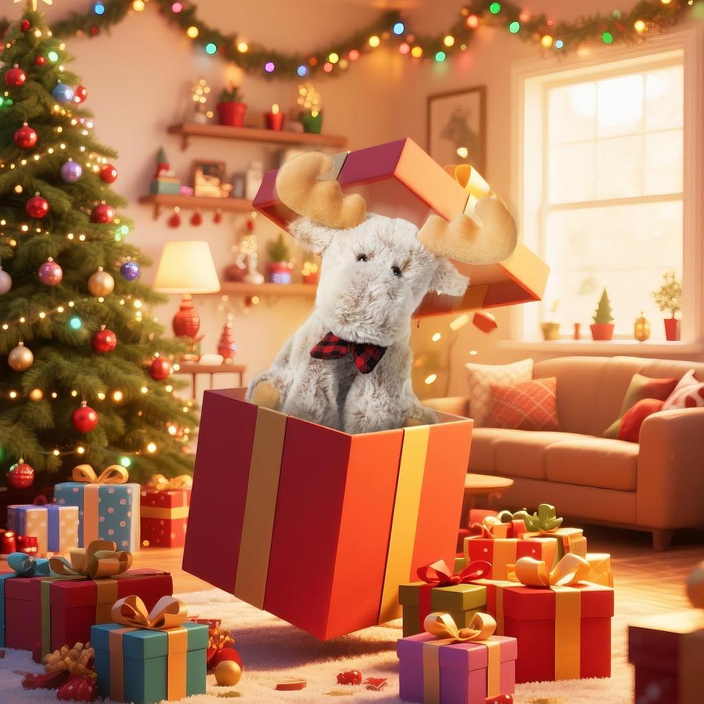 Apricot Lamb Grey Reindeer Plush Toy for Soft and Fluffy Grey Reindeer for Girls and 20cm Kids, Cute, Boys,