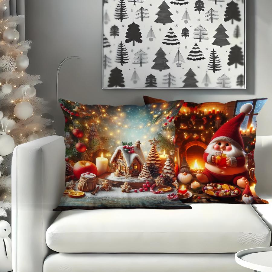 2D Printed Christmas Pillowcase New Holiday Decoration Living Room Sofa Bedroom Cushion Printed Pillowcase