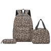 Three-Piece Backpack Set Large Capacity Women's Leopard Print Backpack Student Schoolbag