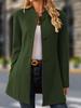 Women S Casual Stand Collar Mid Length Woolen Coat For Daily Wear