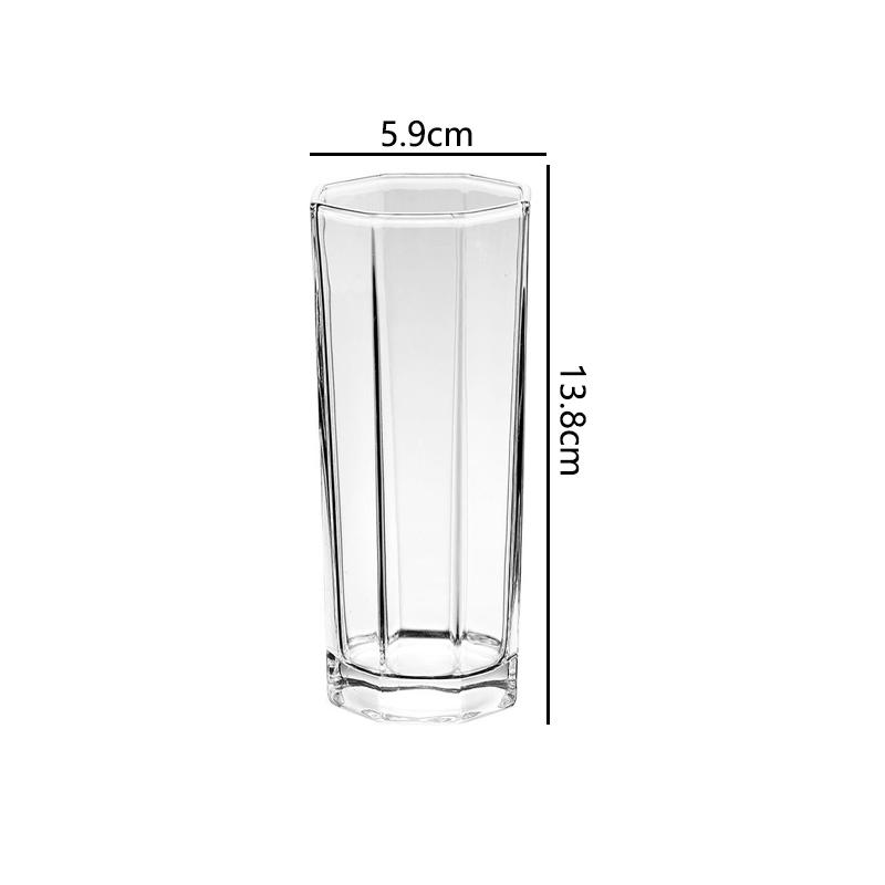 

220 мл набор из 2 прозрачных кружек для сока, молока, чая, с толстым дном, восьмиугольная чашка, простой стиль, бытовые кружки для пива, коктейлей, бренди 2pcs