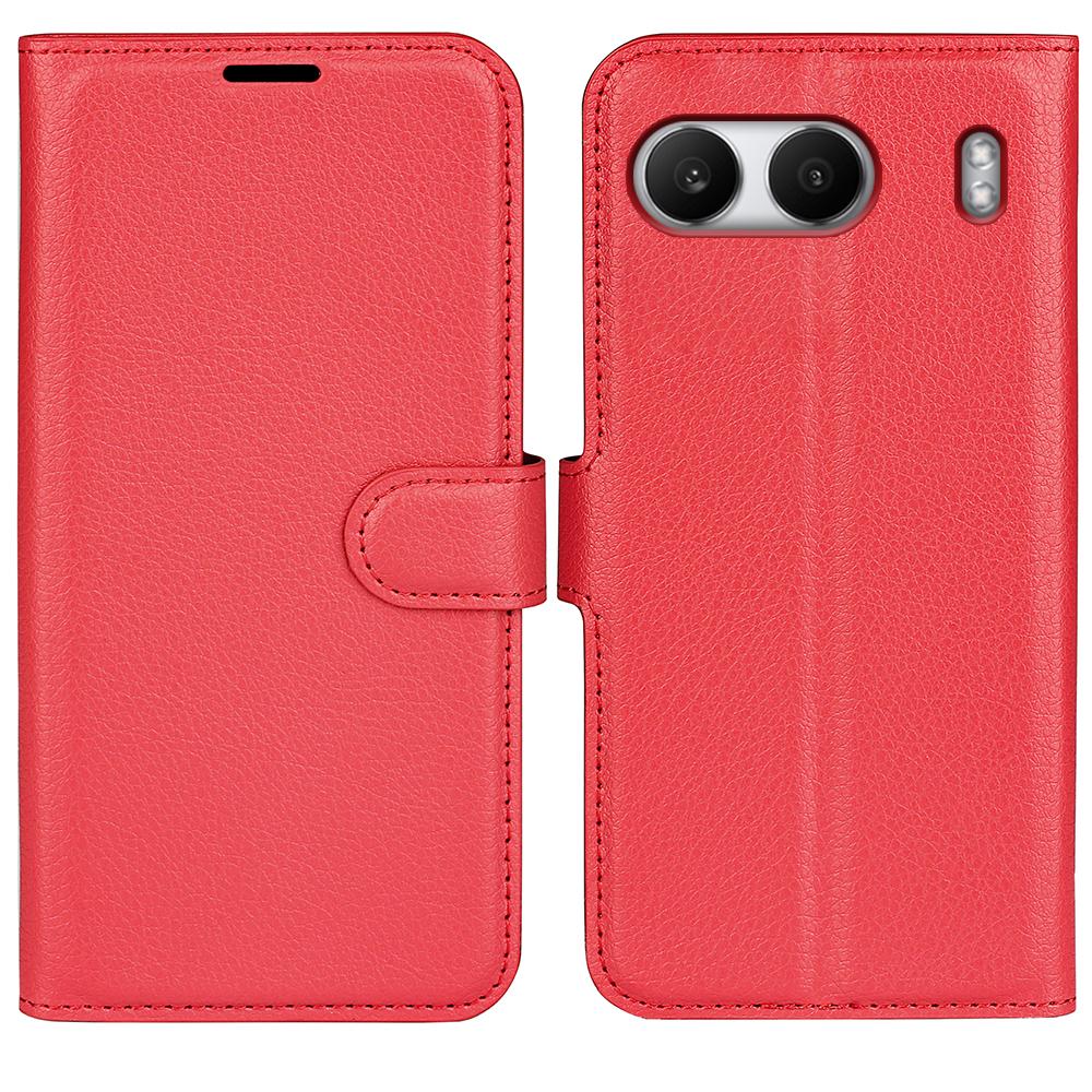 

For OnePlus Nord 4 Case Litchi Texture Shockproof Leather Wallet Phone Cover Red