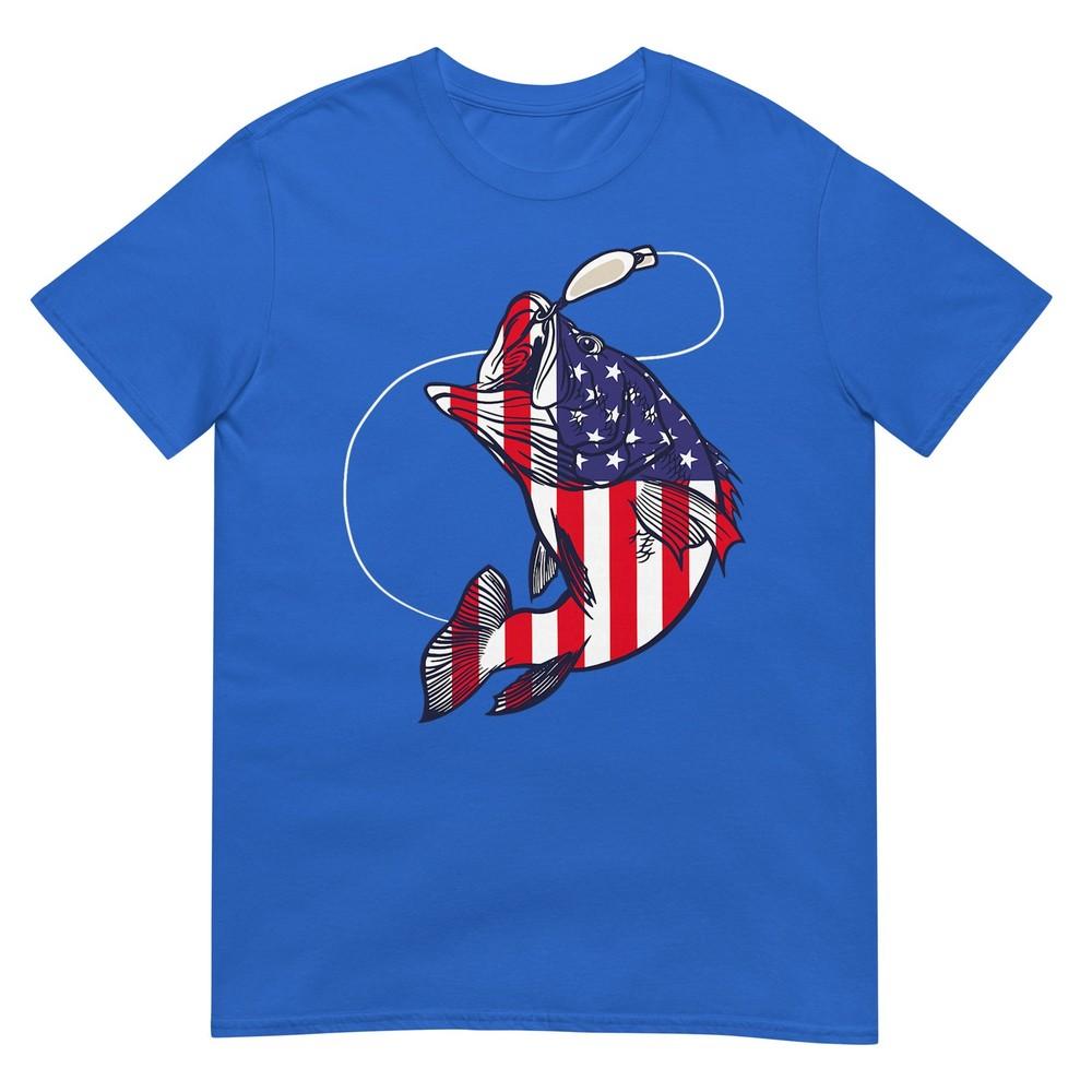 Bass Fishing Fish American Flag Patriotic Fourth Of July Tshirt