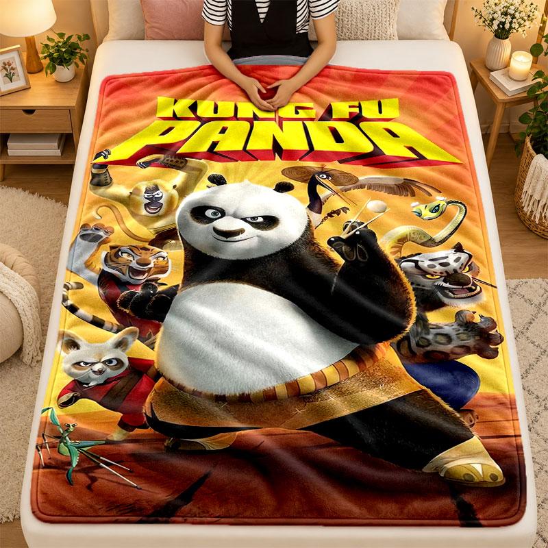 Flannel BlanketKung Fu Panda Warm Soft Throw Blanket for Indoor Sofa Bed Living Room Use