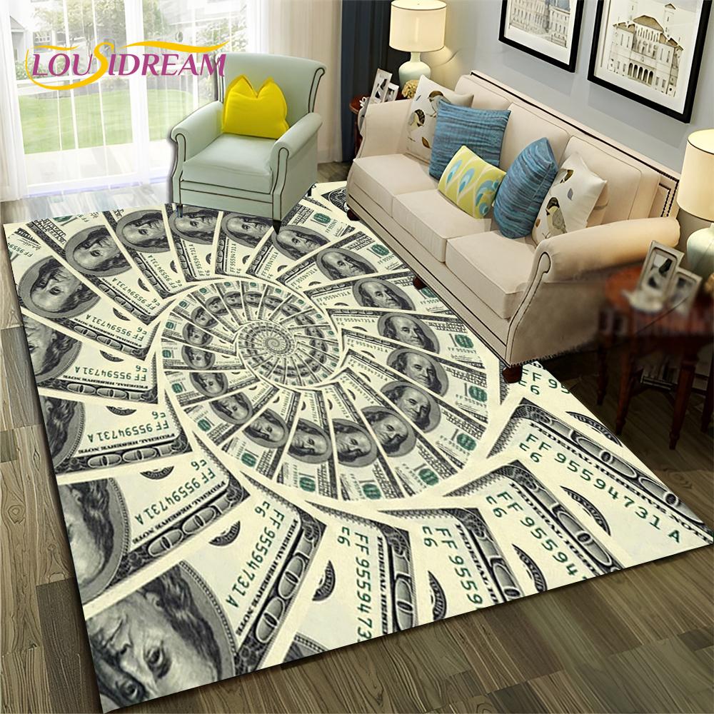 3D Dollar Euro Money  Rich Pattern Carpet Rug for Home Living Room Bedroom Sofa Doormat Decor,Child Area Rug Non-slip Floor Mat