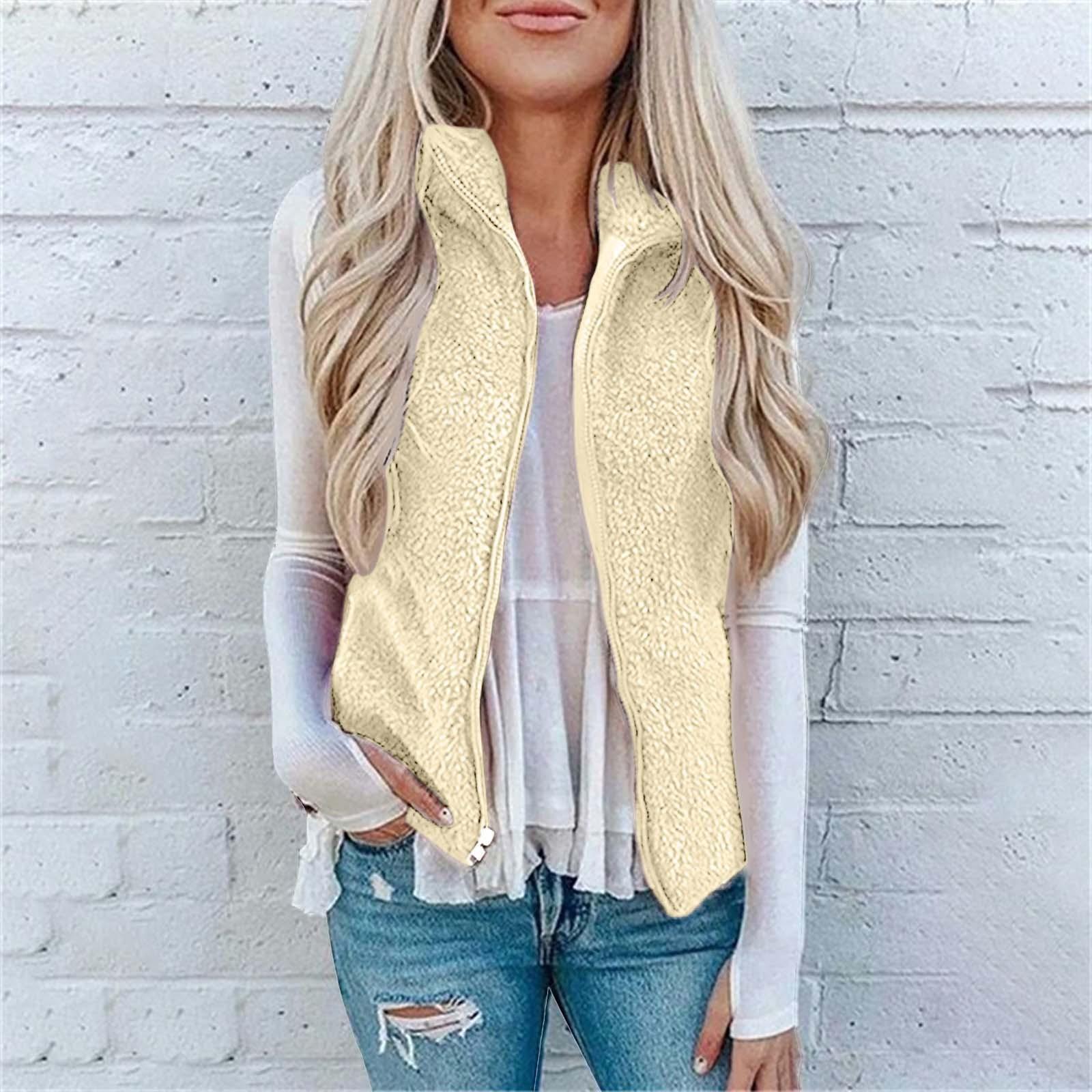 

Женское модное однотонное повседневное пальто из плюша с жилетом на молнии XL хаки