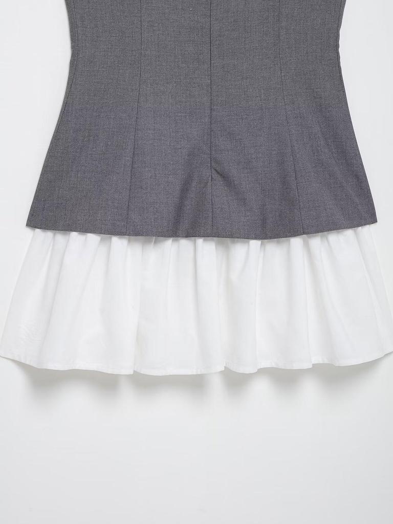 2025 Spring Women's European & American Style Poplin Patchwork Short Dress