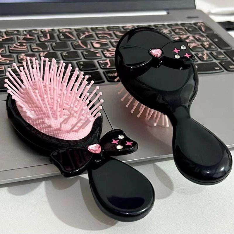 C With Mirror Makeup Tool Durable Mini Foldable Hair Brush