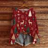 Women's Round Neck Lightweight Sweater Casual Long Sleeve Christmas Print Knit Pullover.