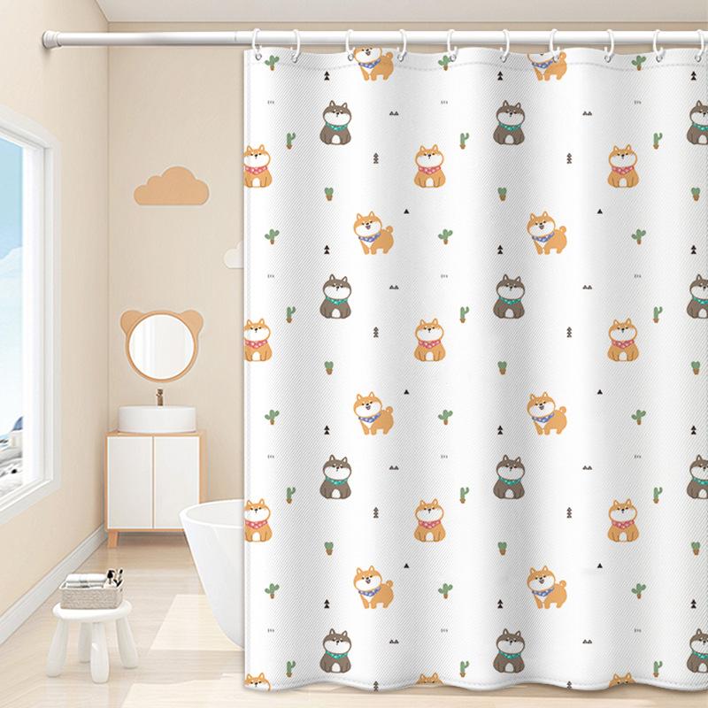 JINRUN Bathroom Thickened Waterproof Curtain Mildew Proof Shower Curtain Shower Partition Curtain Shower Curtain Bathroom Curtain Free Perforation