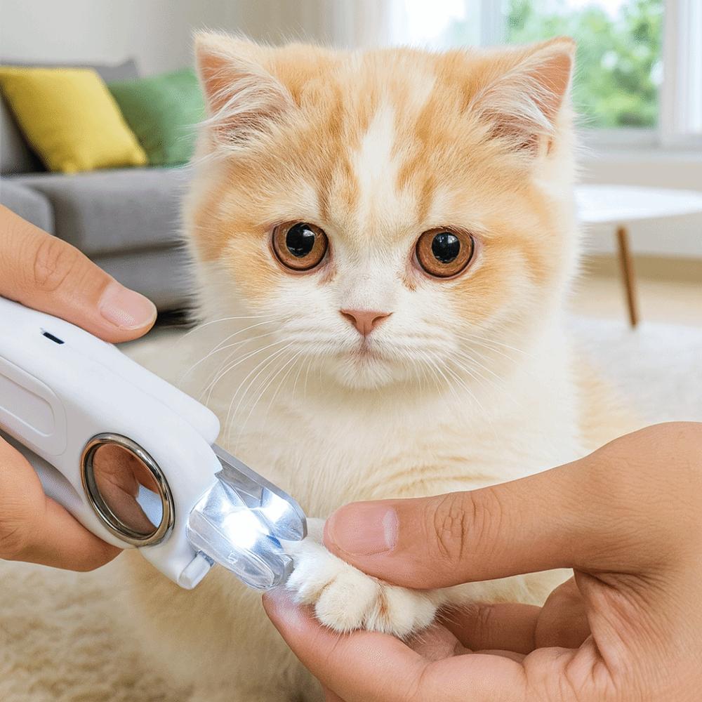 2-in-1 Cat Nail Grinder Quiet Operation LED Dog Nail Trimmer Splash Guard USB Rechargeable Nail Grooming Tool Veterinary Use
