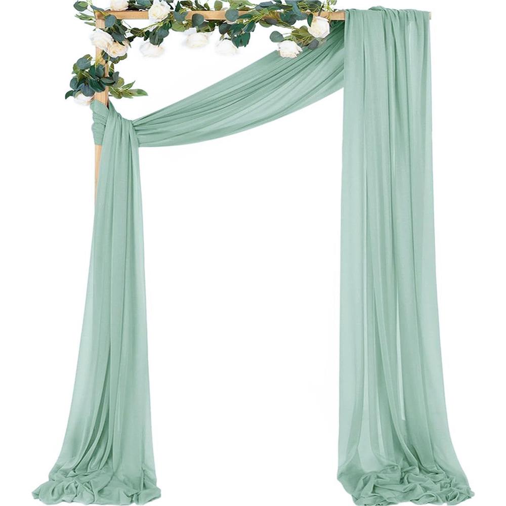6/10M Chiffon Fabric Drapes for Wedding Arch Ceremony Reception Decorations Sheer Fabric Curtains for Party Stage Bridal Shower