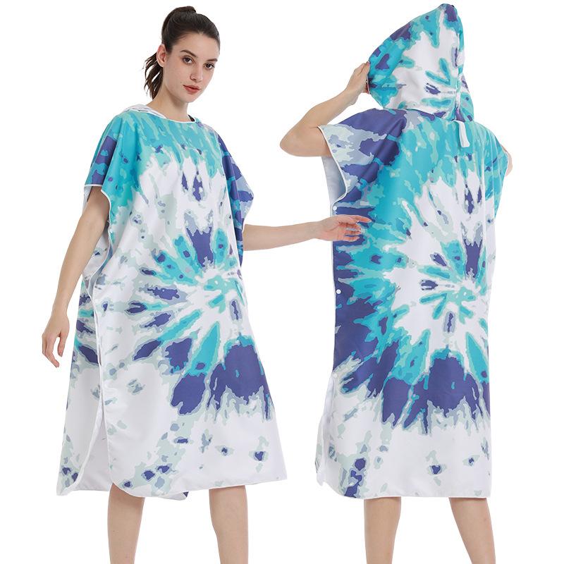 2025 Quick-Dry Hooded Swim Poncho with Zipper - Portable Bathrobe and Beach Towel