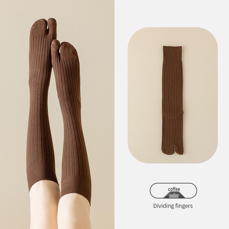 

Women s Split Toe Over Knee Slimming Socks - Spring Autumn Cotton Two Toe Long Socks One Size