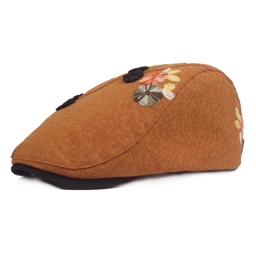 Chinese Style Duck Tongue Cap Ms. Flowers Beret National Wind Retro Buckle Forward Cap Cotton Women Hat
