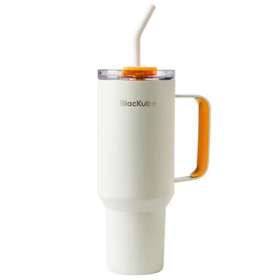 Blackube Tumbler, Large Capacity 1200ml, Vacuum Insulated, Keeps Drinks Hot or Cold for 24 Hours, Spill-Resistant, Straw-Equipped Tumbler with Handle