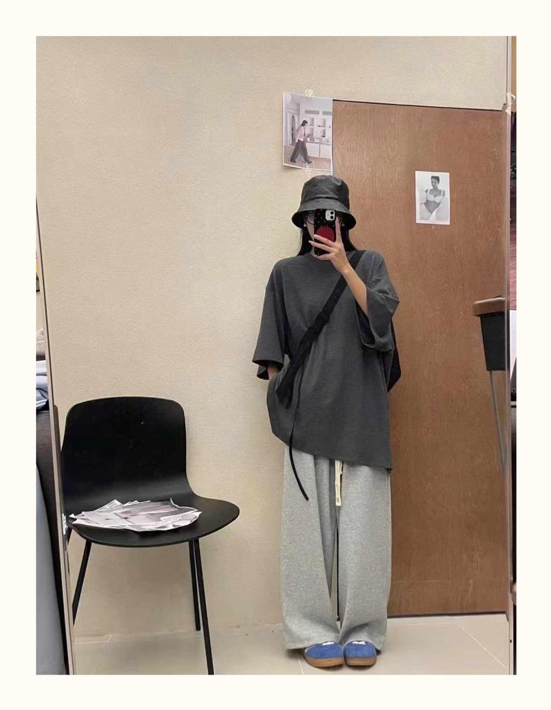 Da7 Women's High Waist Drawstring Loose Plus Size Wide-Leg Pants - Korean Style Casual Spring Sportswear