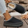Winter 2025 New Cashmere Warm Boots Thick Sole Heelless Cashmere Shoes Warm Shoes Slippers Covered Half Mop Shoes Women Boots