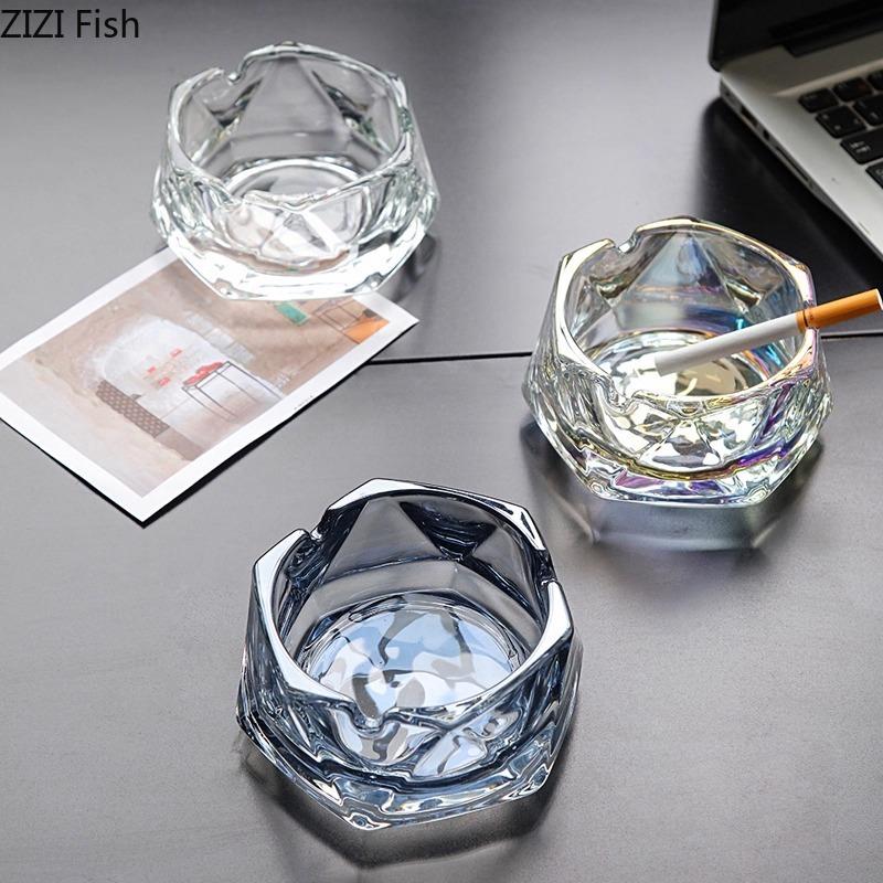Transparent Glass Ashtray Home Ash Tray Office Table Smoking Accessories Hexagonal Diamond Shaped Ashtrays Gift for Boyfriend