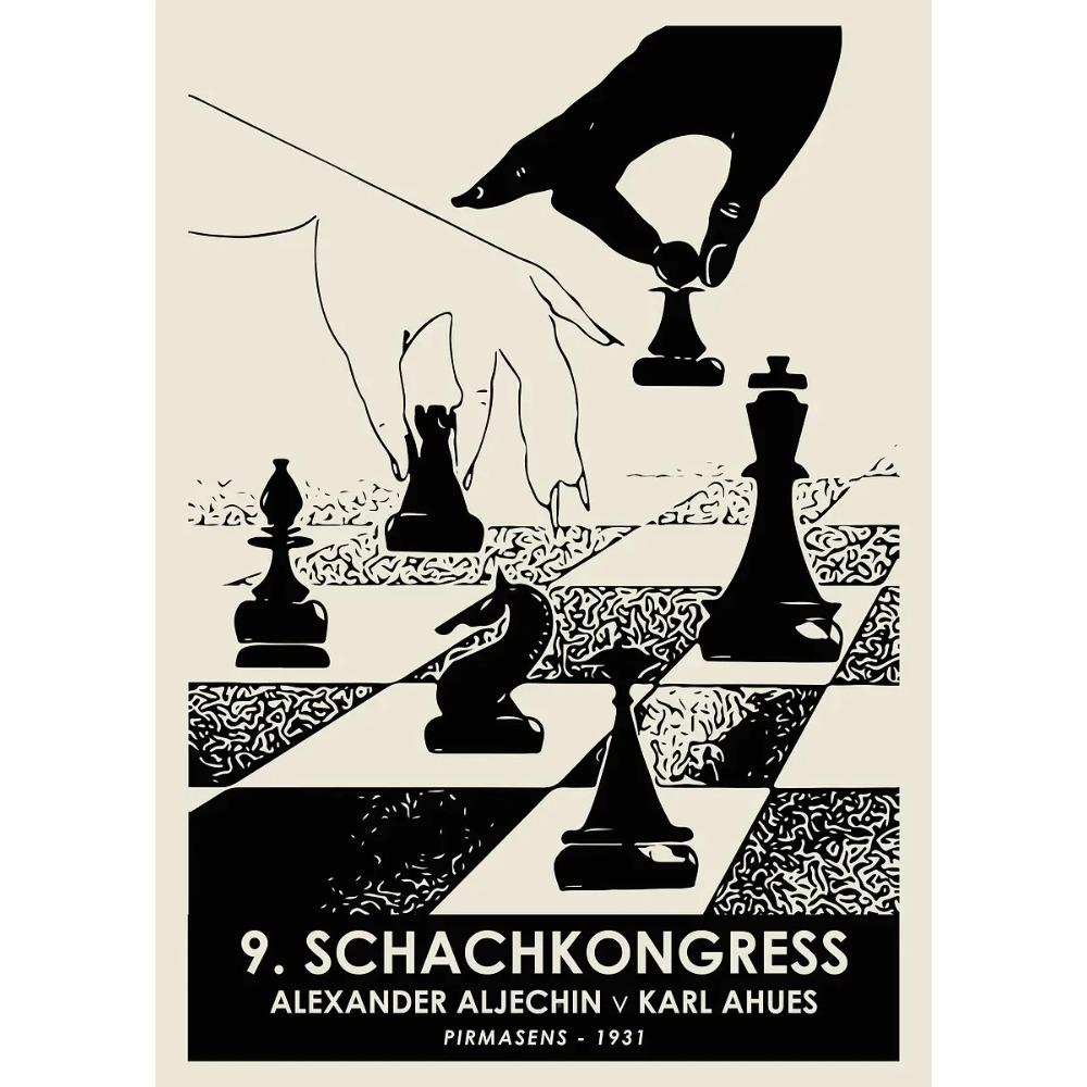 International Chess Posters Geometric Chessboard Minimalist Game Prints Canvas Painting Wall Art Pictures Home Living Room Decor