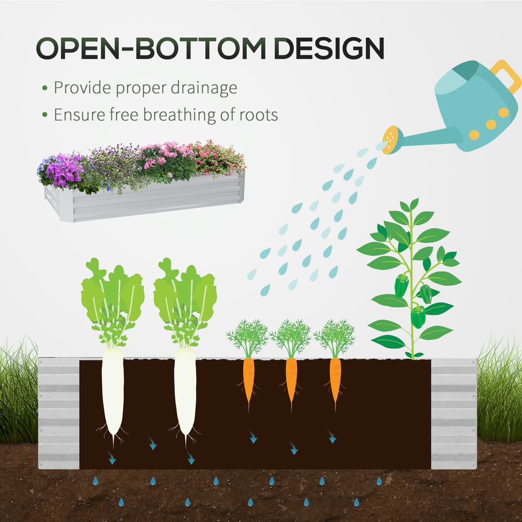 Raised Garden Bed with Greenhouse, Steel Planter Box with Plastic Cover, Roll Up Window, Dual Use for Flowers, Vegetables, Fruits and Herbs