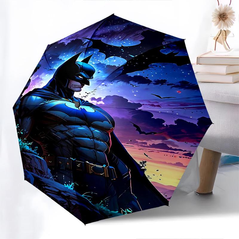 1pc Batman Night Automatic Folding Umbrella - Compact 8-Rib Design, Durable Plastic & Iron1150L