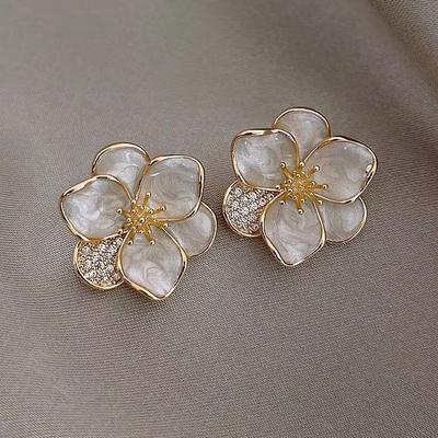 Zirkon Glasur Blumen Ohrstecker für Frauen Mädchen Französisch Ins Vintage Mode Koreanisch Hochzeit Romantischer Schmuck Geschenke