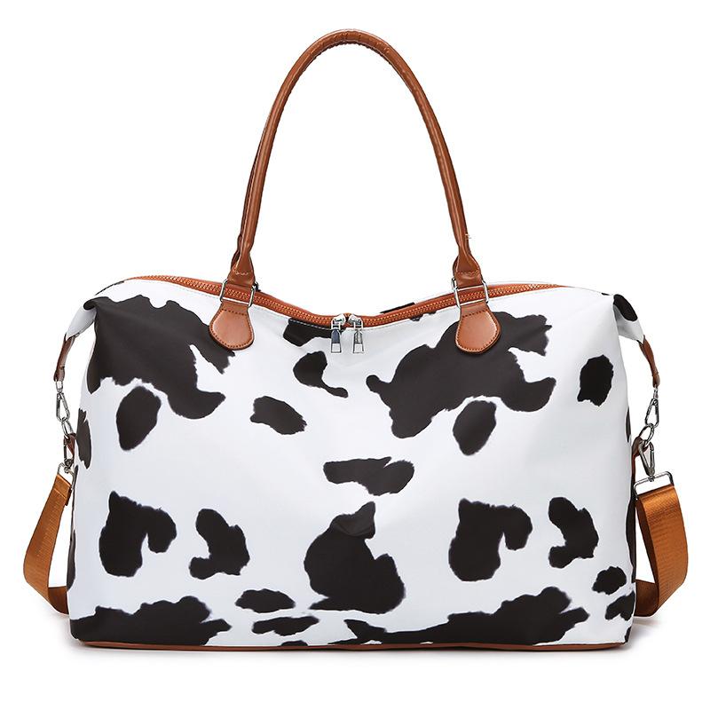 High-value Luggage Bag, Large-capacity Short-distance Milk Leopard Print Messenger Bag, Outdoor Sports Fitness Bag.