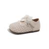 Sheer bow girls' princess shoes, lightweight and comfortable woven hollow-out small leather shoes, spring-summer casual single shoes