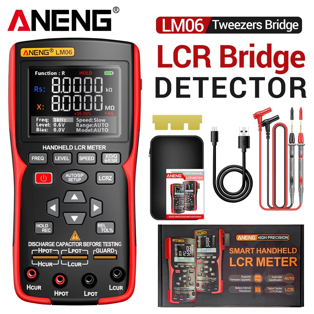 Portable Five-band Digirtal LCR Bridge Tester ANENG LM06 Resistance Capacitance Rechargeable Component Auto Measurement High Precision Detector Tools