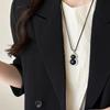 Vintage Brown Tiger Eye Stone Pendant Necklace For Women Fashion Long Rope Sweater Chain Necklaces
