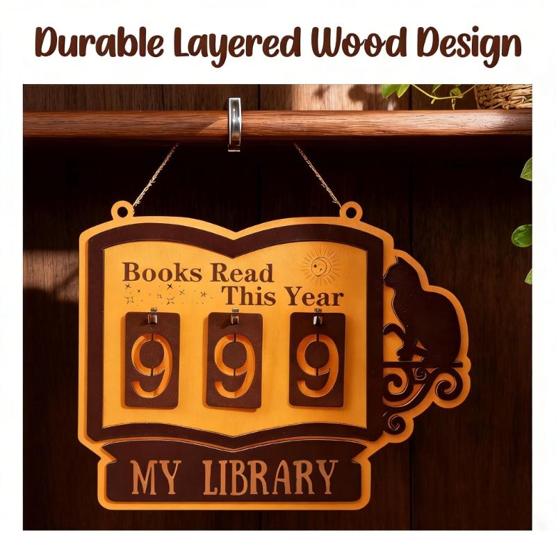 Bücherregal Dekorationen Buch Lesezähler für dieses Jahr, Herausforderungsgeschenk für Buchliebhaber, Interessantes Hängedekoration für Heimbibliothek