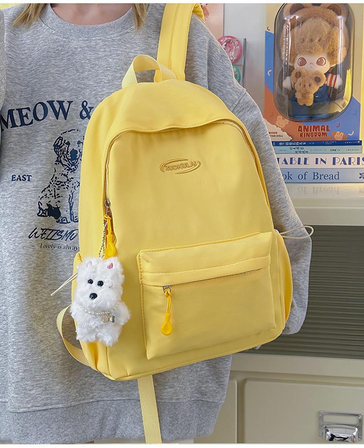 School bag 2025 new solid color ins wind backpack Korean version versatile high-value backpack simple large-capacity student school bag