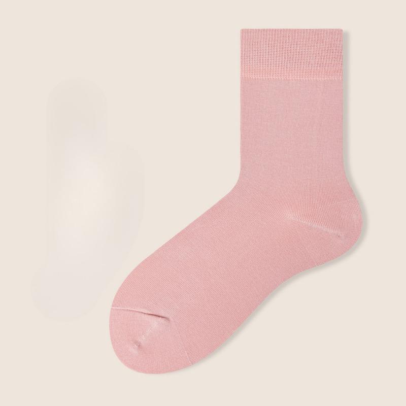 

Женские носки до середины икры из чистого хлопка, однотонные дышащие и влагоотводящие длинные носки до икры, антибактериальные бесшовные носки из 100% хлопка 1 pair абрикосовый/розовый