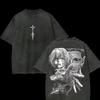 Full Time Hunter Anime Print Suitable for Both Men and Women, Vintage Vintage Cotton Washed T shirt, Harajuku Men's Top