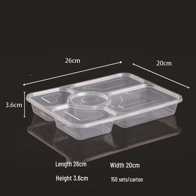 JingJingRS Disposable 5-Compartment PP Lunch Box