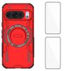 For Google Pixel 10 Pro Magnetic Case WANLONFENG DJ Series PC TPU Phone Cover with 2Pcs Tempered Glass Film