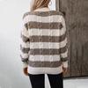 Herbst Winter Vintage Lose Langarm Top Streifen Strickjacke Strickwaren Oansatz Pullover