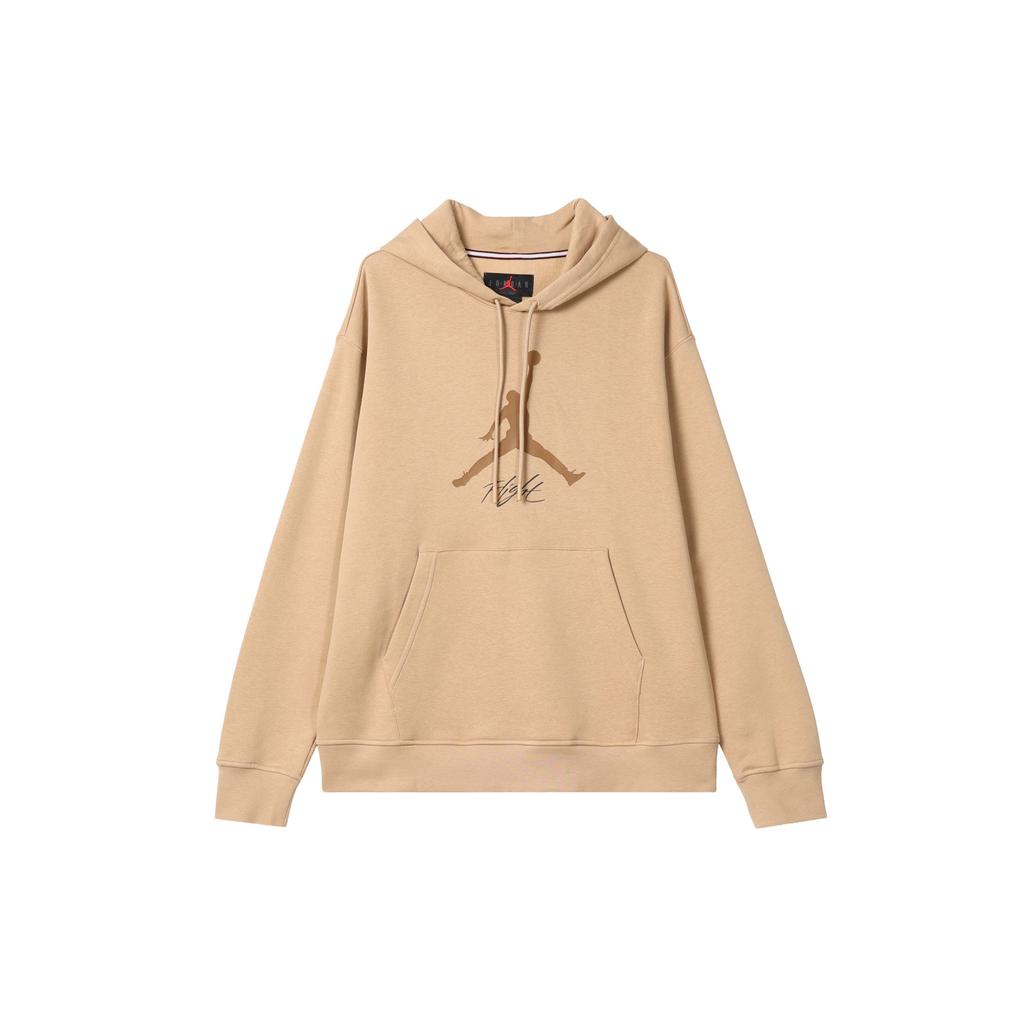 Jordan Essentials Logo Print Hoodie Long Sleeve Sweatshirt Men Tops Khaki FD7546-200