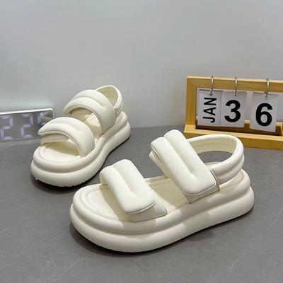 Platform Sandals Women's Summer 2025 New Fashion Versatile Retro Comfortable Non-slip Velcro Beach Shoes Tide