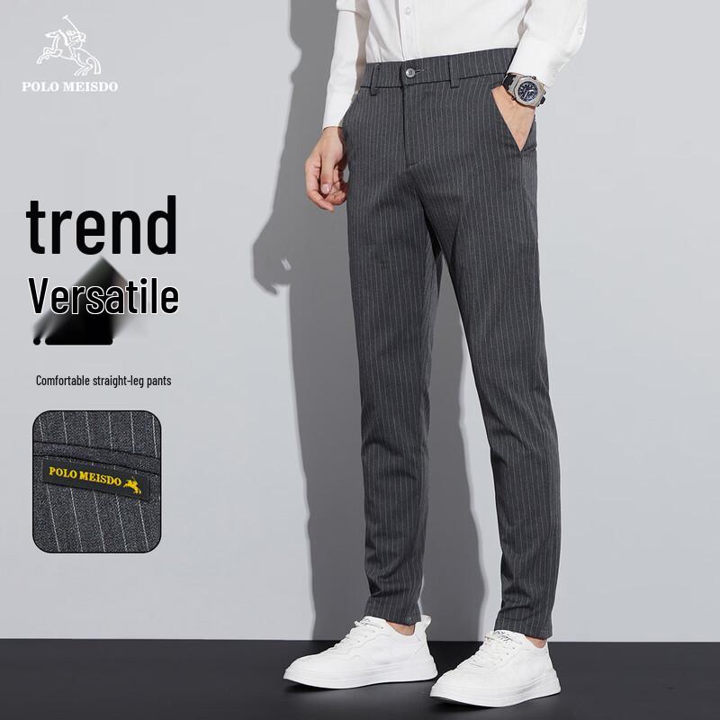 

POLOMEISDO Men s Slim-Fit Striped Business Casual Trousers 30