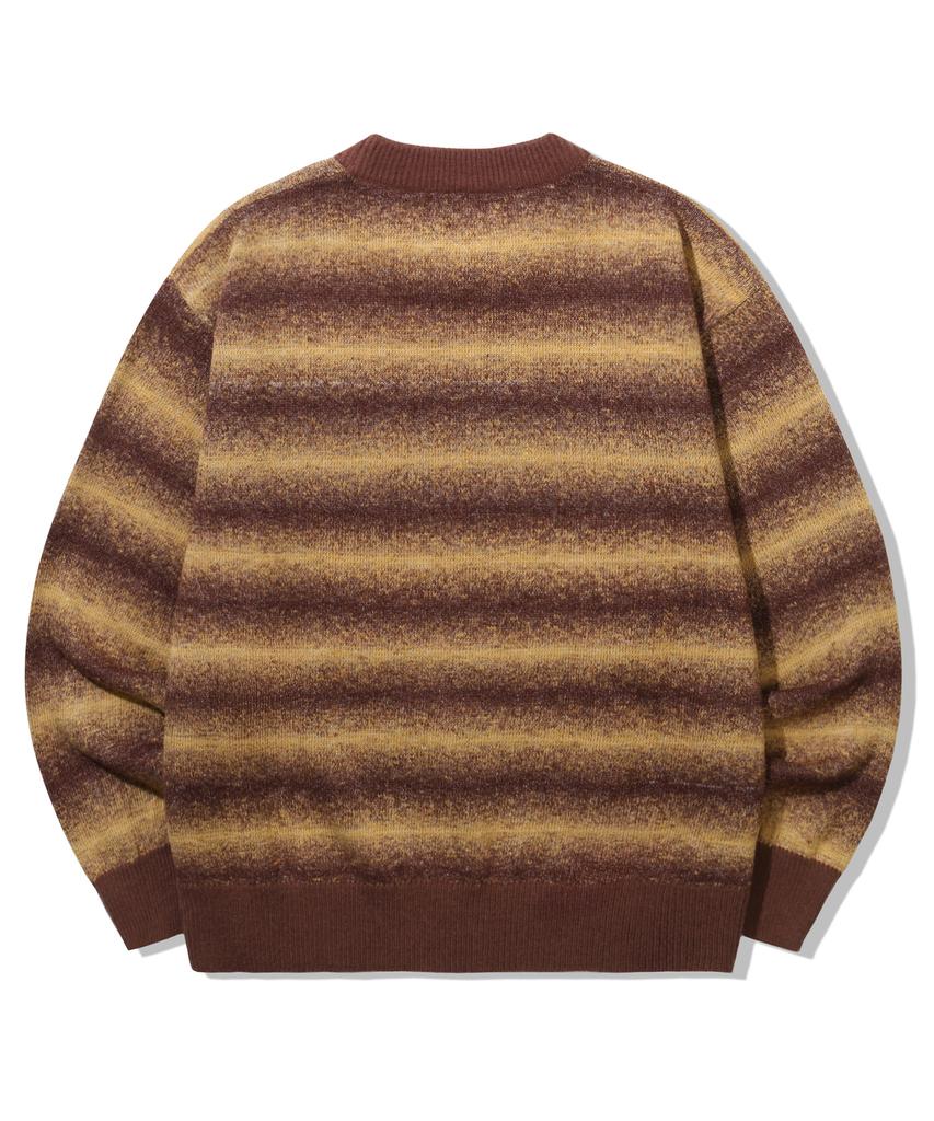 TRILLION Washable Gradient Stripe Crewneck Knit_Brown