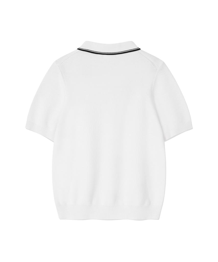 Covernat Woman Collared Half Knit White