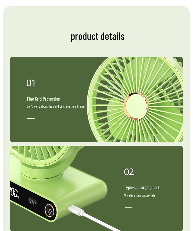 Rechargeable Portable Mini Oscillating Fan for Dorm, Office & Outdoor Use